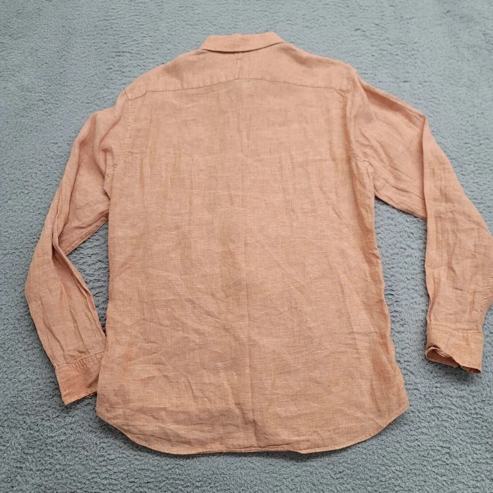Banana Republic Shirt Mens 15- 15 1/2 Peach Flax Linen‎ Button Up Summer Casual